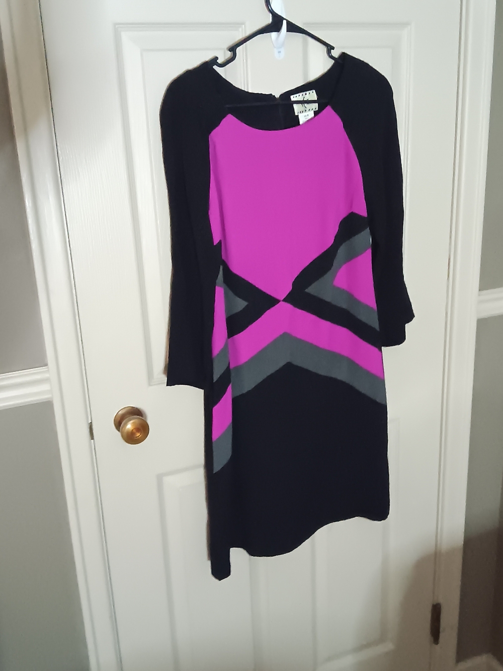 Women's Colorblock Crewneck Dress by ICE - Pink and Black Size 8